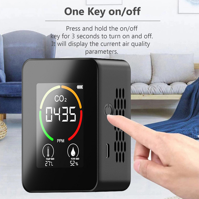 CO2 oro detektorius Anglies dioksido detektorius Žemės ūkio produkcijos šiltnamis 3 viename drėgmės temperatūros dujų analizės prietaisas