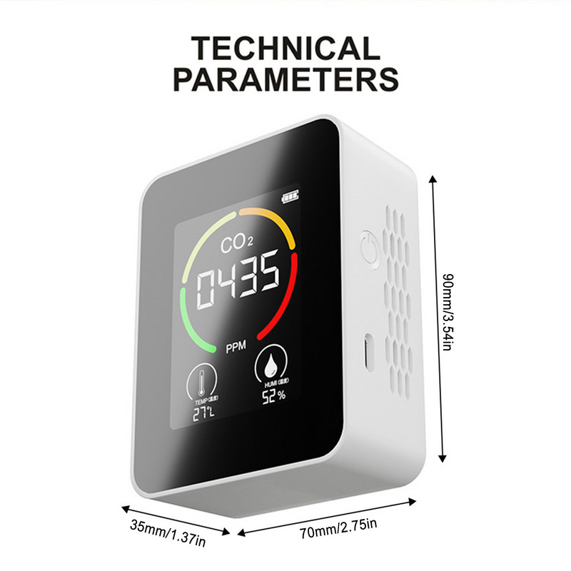 CO2 oro detektorius Anglies dioksido detektorius Žemės ūkio produkcijos šiltnamis 3 viename drėgmės temperatūros dujų analizės prietaisas