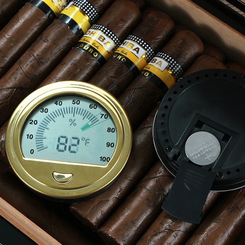 Tikslus cigarų higrometras, skirtas Humidor cigarų dūmų priedai Nešiojami apvalūs drėgmės jutikliai, tikslūs higrometrai