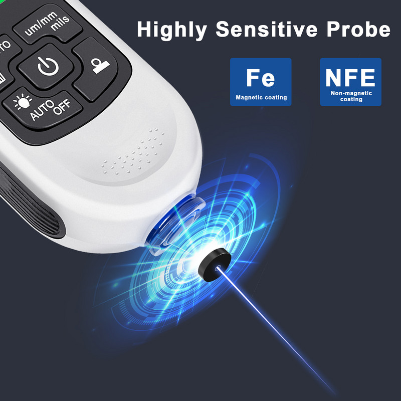 Digitalni mjerač debljine premaza 0-2000um Fe & NFe sonda Pozadinsko osvjetljenje Mjerač debljine filma boje automobila Mjerenje ručnih alata za bojenje