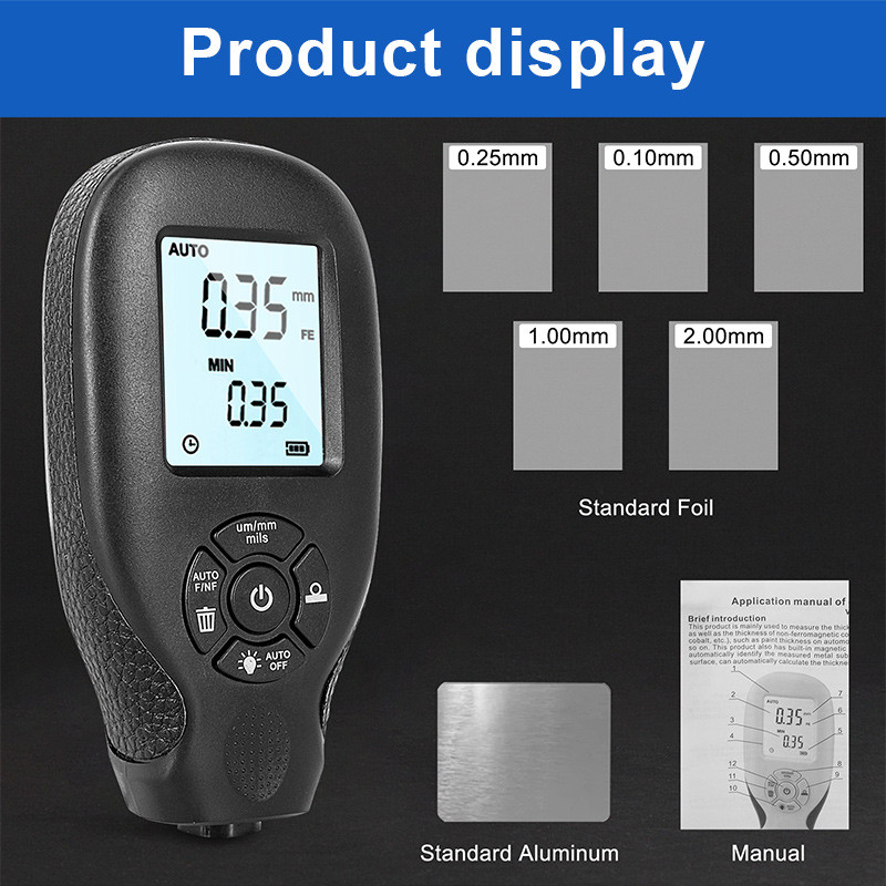 Kattekihi paksuse mõõtur 0-2000 UM autovärvi kile paksuse tester auto kattekihi mõõteriistad autovärvi DFT mõõtur