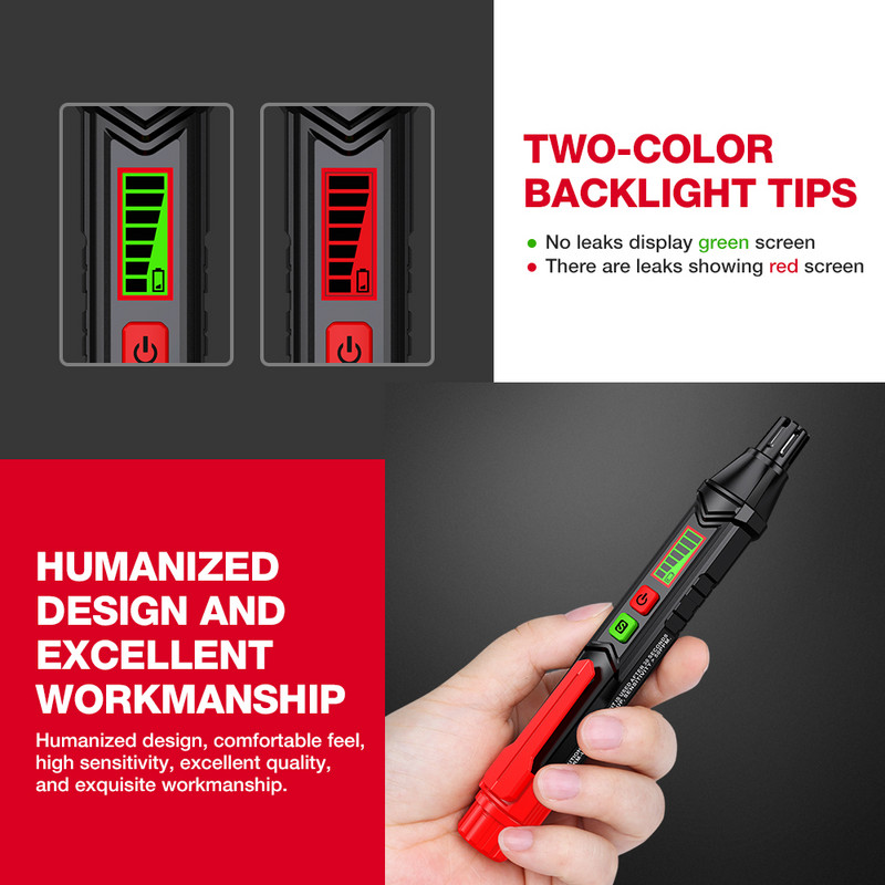 HABOTEST HT60 maagaasiandur koos heli- ja visuaalalarmiga kaasaskantav minigaasi nuusutaja põlevgaasilekke detektor