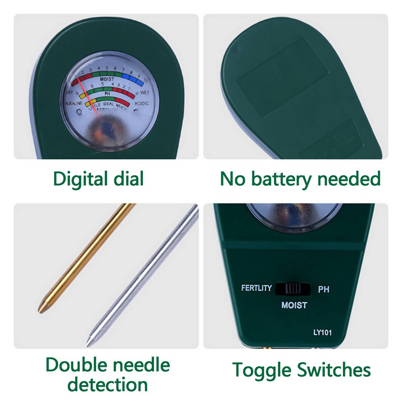 3-ühes mulla tester mulla niiskuse viljakuse PH tester digitaalse ekraaniga taimede kasvu jaoks Aiatalu muru siseruumides väljas