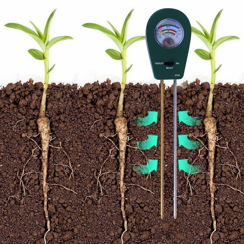3-ühes mulla tester mulla niiskuse viljakuse PH tester digitaalse ekraaniga taimede kasvu jaoks Aiatalu muru siseruumides väljas