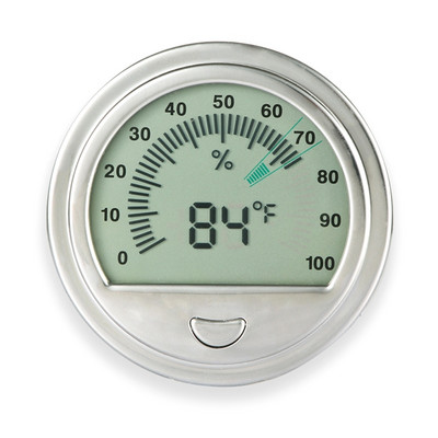 Ümmargune õhuniiskuse temperatuurimõõtur metallist termomeeter Hügromeeter sigarikarbi kukkumislaeva jaoks