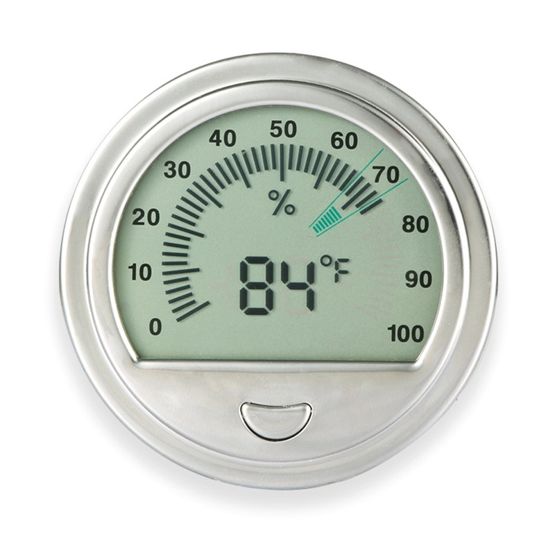 Ümmargune õhuniiskuse temperatuurimõõtur metallist termomeeter Hügromeeter sigarikarbi kukkumislaeva jaoks
