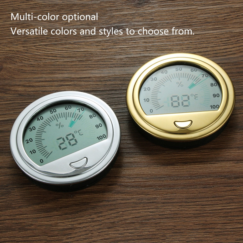 Ümmargune õhuniiskuse temperatuurimõõtur metallist termomeeter Hügromeeter sigarikarbi kukkumislaeva jaoks