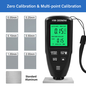 Цифров LCD уред за измерване на дебелината на покритието 0-2000UM Измервател на фолио за боядисване FE/NFE Мини тестер за дебелина на автомобилно фолио Инструмент за боядисване
