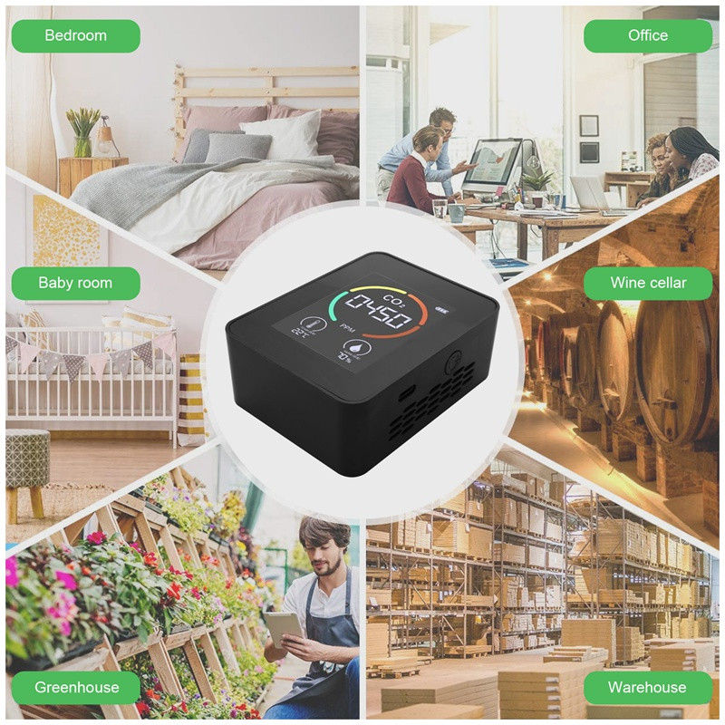 Oro monitorius CO2 anglies dioksido detektorius oro kokybės temperatūros drėgmės stebėjimo greitas matavimo matuoklis CO2