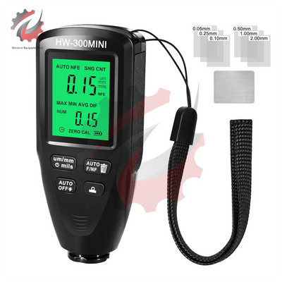 HW-300PRO didelio tikslumo MINI dangos storio matuoklis 0-2000 μM storio matuokliai metalinėms dangoms matuoti Dažų įrankiai