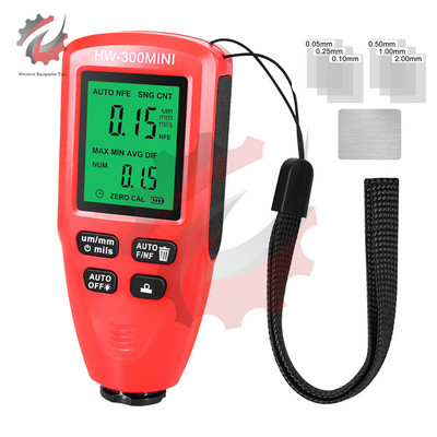 HW-300PRO didelio tikslumo MINI dangos storio matuoklis 0-2000 μM storio matuokliai metalinėms dangoms matuoti Dažų įrankiai