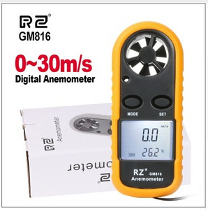 RZ anemomeetri tuulekiiruse käeshoitav digitaalne tuulekiiruse mõõtja Kaasaskantav anemomeetri andur tuulekiiruse RZ818 GM816 0-30M/S tuulemõõtur