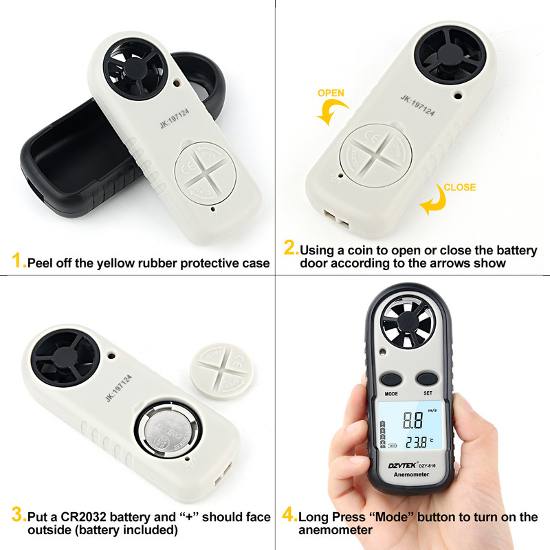 DZYTEKi kaasaskantav tuulekiiruse mõõtja minituulemõõtur Anemometro tuulemõõtur 0-30 m/s LCD digitaalne käeshoitav mõõteriist