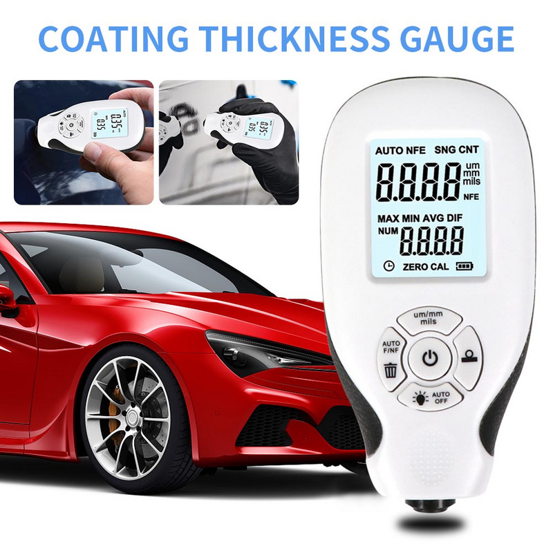 Automobilių dangos storio testeris Automobilių dažų plėvelės storis 0-2000UM Matavimo įrankiai Auto MFE/NFE kalibravimo lapas automobiliams karštas