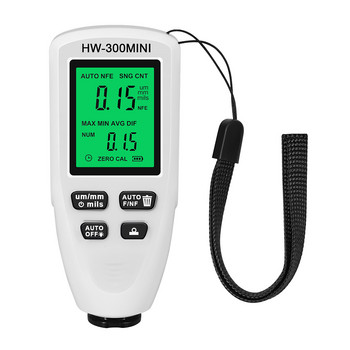 HW-300MINI Измервател на дебелината на покритието 0-2000UM Автоматичен измервател на боята Преносим тестер за метално покритие Физически измервателни уреди