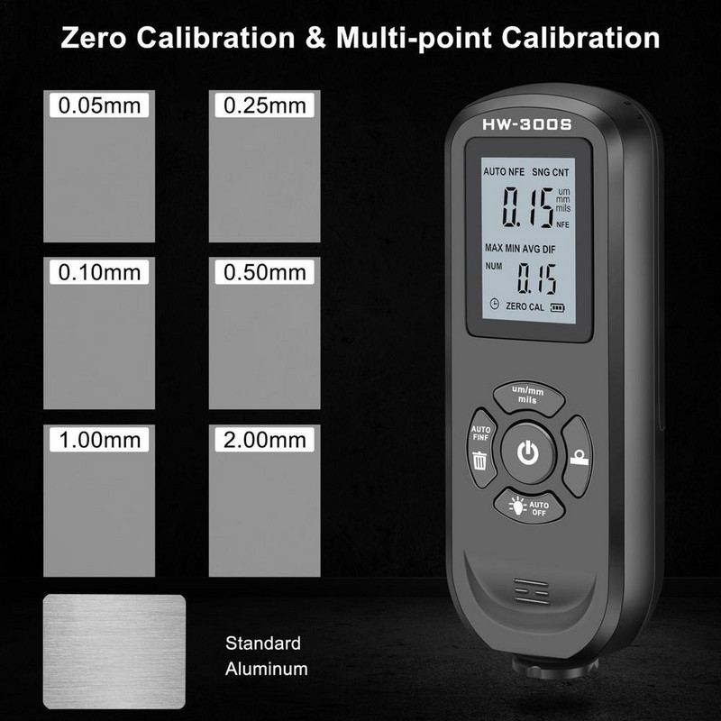 HW-300S skaitmeninis LCD plėvelės storio matuoklis Automobilio dažų storio testeris Dangos storio matuoklis 0-2000um rankinis dažymo įrankis