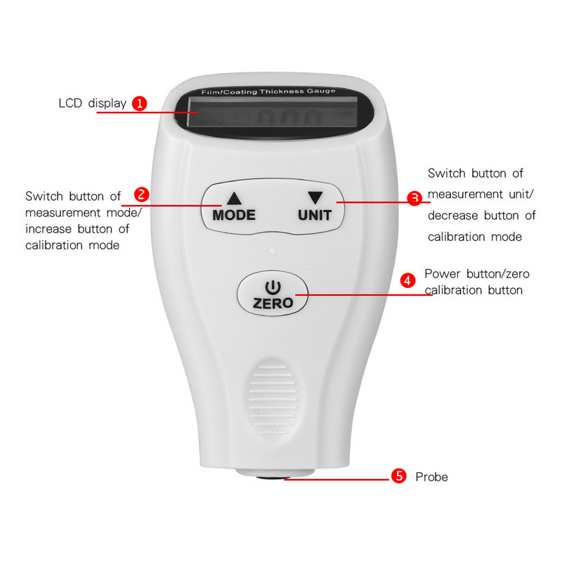 Dangos storio matuoklis Automobilių dažų Dangos storio testeris Automobilių bandymo įrankis Dažų storis rusiškas vadovas GM200A