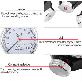 Шор тип A/O/D гумени гуми Durometer Тестер за измерване на твърдост Измервател 0-100 HA Инструменти за измерване на твърдостта Durometer Meter