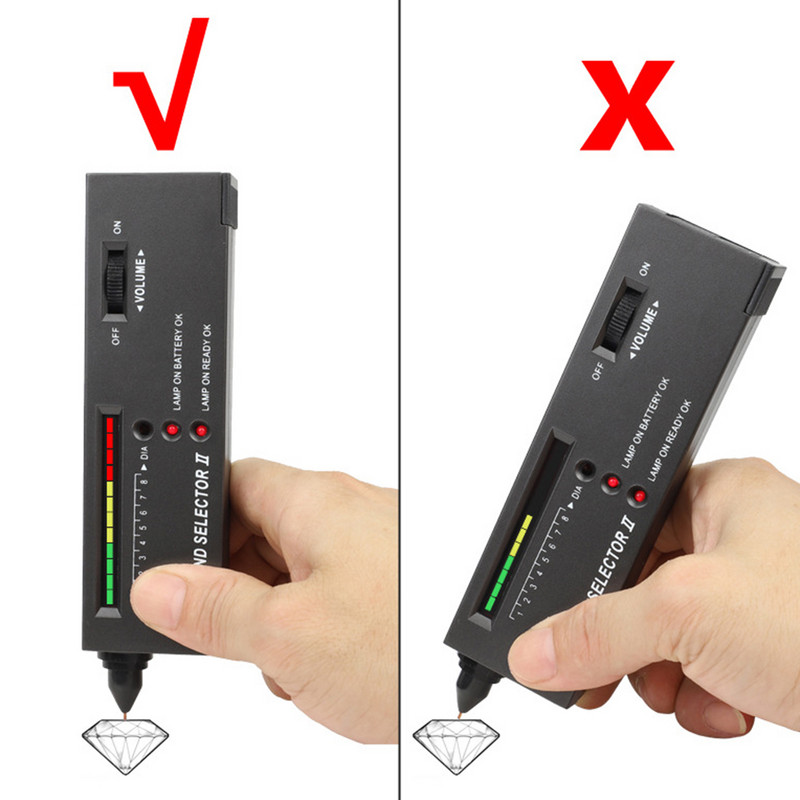 Profesionāls augstas precizitātes dimanta testeris 2/3 dārgakmeņu dārgakmeņu atlasītāja rotaslietu vērošanas rīka LED dimanta indikatora testa pildspalva