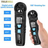 Skaitmeninis anemometras Vėjo greičio matuoklis CFM matuoklis Oro srauto greičio matuoklis Penkių režimų pasukamas rankinis anemometras