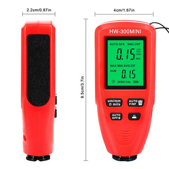 HW300MINI Цифров тестер за измерване на дебелината Автоматичен инструмент за измерване на боята за автомобили Инструмент за измерване на слоя боя