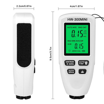 Детектор за автомобилно покритие Измервател на дебелината LCD за автомобил HW300-MINI