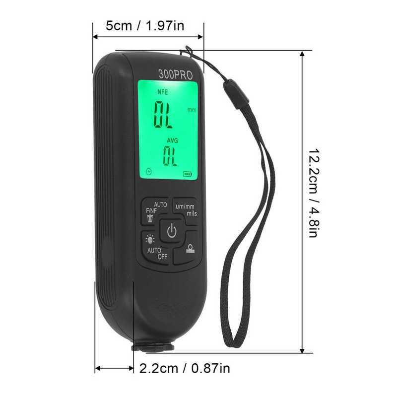0-2000um dažų storio matuoklio dangos gylio matuoklis su skaitmeniniu ekranu transporto priemonėms