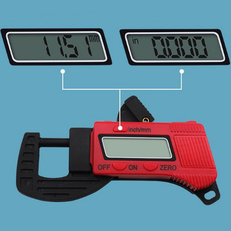 Apkaba anglies pluošto kompozitai Elektroninis skaitmeninis ekranas Storis Apkaba Mikrometras Matuoklis INCH/MM Matavimo įrankis 0-12,7 mm