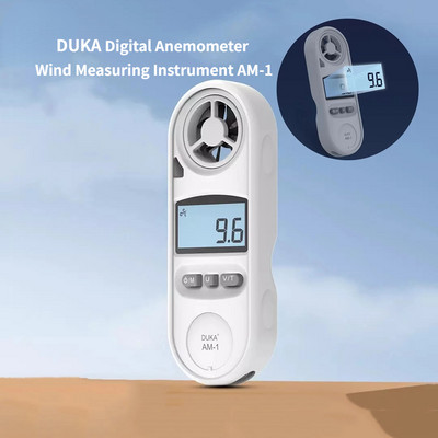 DUKA digitális szélsebességmérő AM-1 hordozható kézi szélsebességmérő háttérvilágítású LCD szélsebesség szélhőmérséklet méréssel