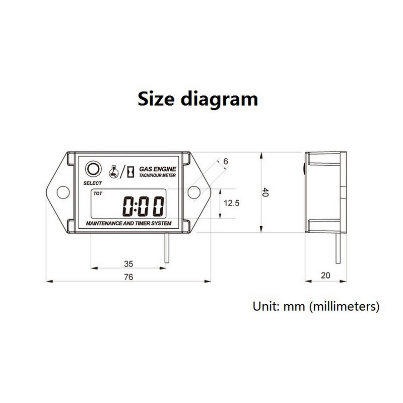 LCD skaitmeninis tachometras, vejapjovės generatorius, benzininio variklio greičio laikmatis, variklio tachometras, skirtas motociklo automobiliniam laivui RL-HMO26A