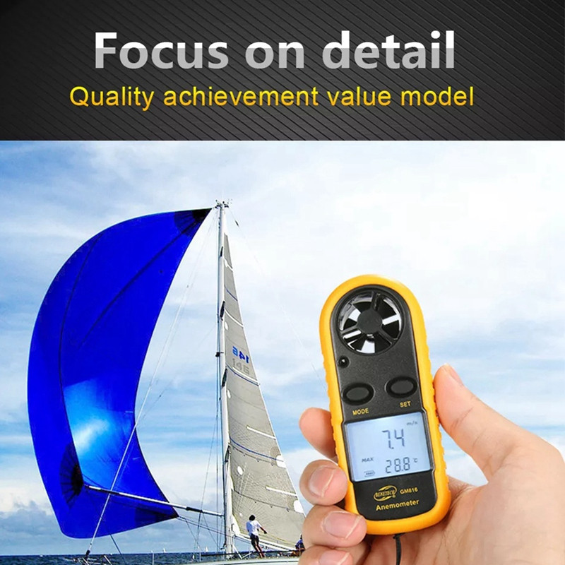BENETECH skaitmeninis anemometras Anemometras GM816 Vėjo greičio matavimo prietaisas Vėjo galios lygio anemometras