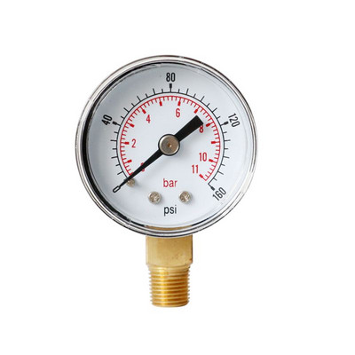 40 mm čeoni mjerač tlaka 1/8" BSPT donji nosač 15,30,60.100,160 200, 300 PSI & bar za zrak plin voda gorivo tekućina.