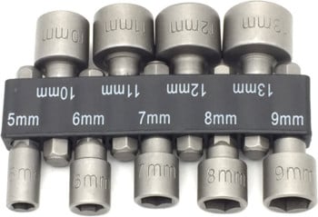 9 τμχ/σετ 5mm-13mm Hex SocketS Μανίκια ακροφύσια Παξιμάδια Σετ τροφοδοτικού Παξιμάδια τροφοδοσίας Πρίζα κατσαβιδιού Σετ Μύτες Σετ Εργαλεία