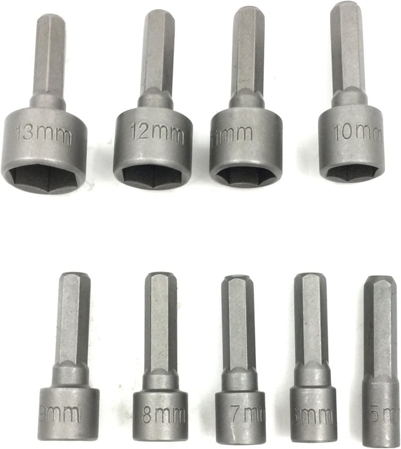 9vnt./komplektas 5mm-13mm šešiabriauniai lizdai Movai Purkštukai Veržlės atsuktuvo rinkinys Maitinimo veržlės Atsuktuvo lizdas Atsuktuvų rinkinys antgalių rinkiniai Įrankiai