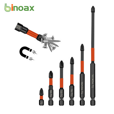 Binoax 5/6Pcs PH2 Комплект магнитни кръстосани накрайници Phillips Impact Batch Head Hardness Отвертка Накрайник Отвертка Ръчни инструменти