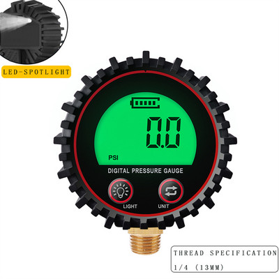 Digitalni mjerač tlaka u gumama visoke preciznosti 3-255PSI LCD zaslon s pozadinskim osvjetljenjem Mjerač tlaka zraka s bakrenom niti za automobile i motocikle