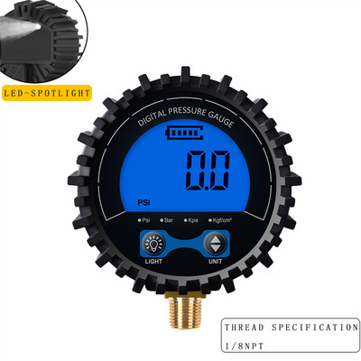 Digitalni mjerač tlaka u gumama visoke preciznosti 3-255PSI LCD zaslon s pozadinskim osvjetljenjem Mjerač tlaka zraka s bakrenom niti za automobile i motocikle