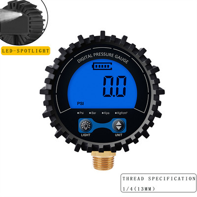Digitalni mjerač tlaka u gumama visoke preciznosti 3-255PSI LCD zaslon s pozadinskim osvjetljenjem Mjerač tlaka zraka s bakrenom niti za automobile i motocikle