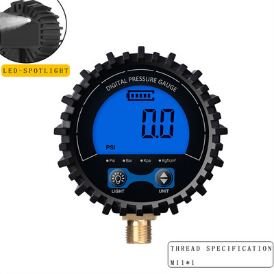 Digitalni mjerač tlaka u gumama visoke preciznosti 3-255PSI LCD zaslon s pozadinskim osvjetljenjem Mjerač tlaka zraka s bakrenom niti za automobile i motocikle