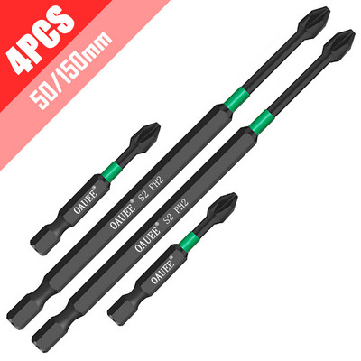 4/5/6 tk magnetilise partiipeaga, tugeva ristiga PH2 suure kõvadusega kruvikeerajate komplekt 60/70/90 mm libisemiskindlate veekindlate otsikute komplekt