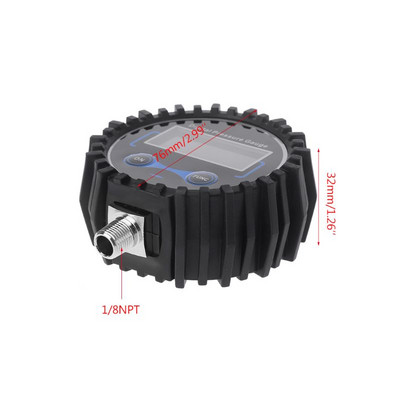 0-255PSI Digitalni mjerač tlaka u gumama 1/4" 1/8" sa svjetiljkom za automobile, kamione, vozila, bicikle, motocikle, mjerač tlaka u gumama