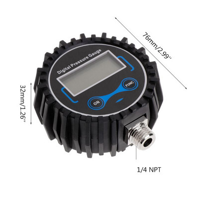 0-255PSI Digitalni mjerač tlaka u gumama 1/4" 1/8" sa svjetiljkom za automobile, kamione, vozila, bicikle, motocikle, mjerač tlaka u gumama