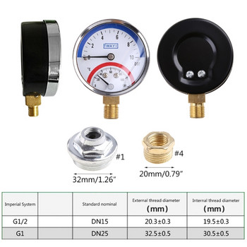 Професионален термоманометър за температура и налягане до 120 C и 10 бара за система за подово отопление M4YD