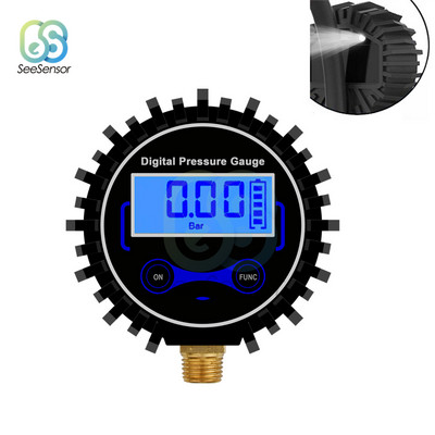 LCD digitaalne rehvirõhumõõtur 0-200PSI 1/4NPT õhu PSI meeter auto mootorratta rehvirõhu monitori taustvalgustusega