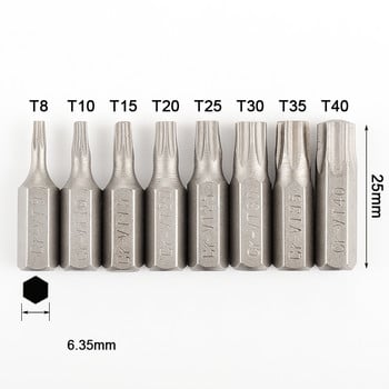 Σετ κατσαβιδιών Torx 10 ή 8 τμχ. Μύτες κατσαβιδιού Torx 1/4 Hex Hank Star T8 T10 T15 T20 T25 T30 T35 T40 για οικιακά εργαλεία χειρός