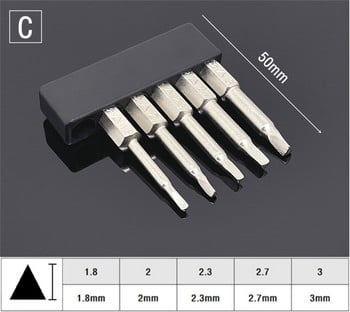 Комплект отвертки S2 Стоманени 1/4 шестостенна магнитна дръжка Отвертка Ремонт на битове Направи си сам Ръчни инструменти U-образна форма/велосипед/Y-тип/звезда/триъгълник
