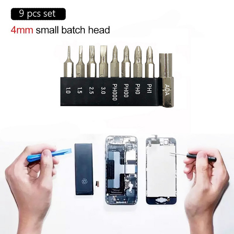 4 mm-es adapter 5–9 db Hornyolt Phillips CR-V precíziós bitek Csavarhúzókészlet Javítás Mobiltelefon kamera Számítógép bit PH000-1 SL1-3
