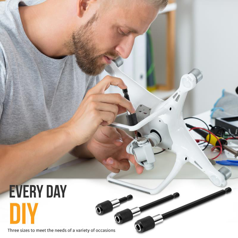 1/4-tollise kuuskantvarrega kiirvabastusega elektriline puur, magnetiline kruvikeeraja, reguleeritav pikendushoidiku varre varre elektritööriistad