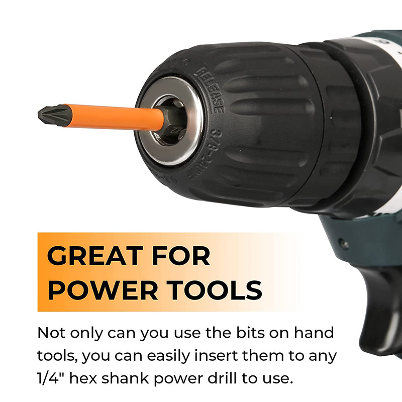 Set de șurubelnițe Pozidriv Phillips 6 buc, set de șurubelnițe PZ2 cu șurubelniță cu șurubelniță de 1/4 inch cu tijă hexagonală de 1/4 inch 30 mm 50 mm