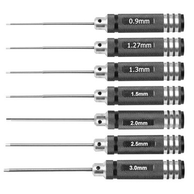 0,9/1,27/ 1,3/ 1,5/ 2,0/ 2,5/ 3,0 mm-es fehér acél hatlapú csavarhúzó szerszámkészlet RC helikopterekhez, repülőgépekhez, drónokhoz, repülőgépekhez